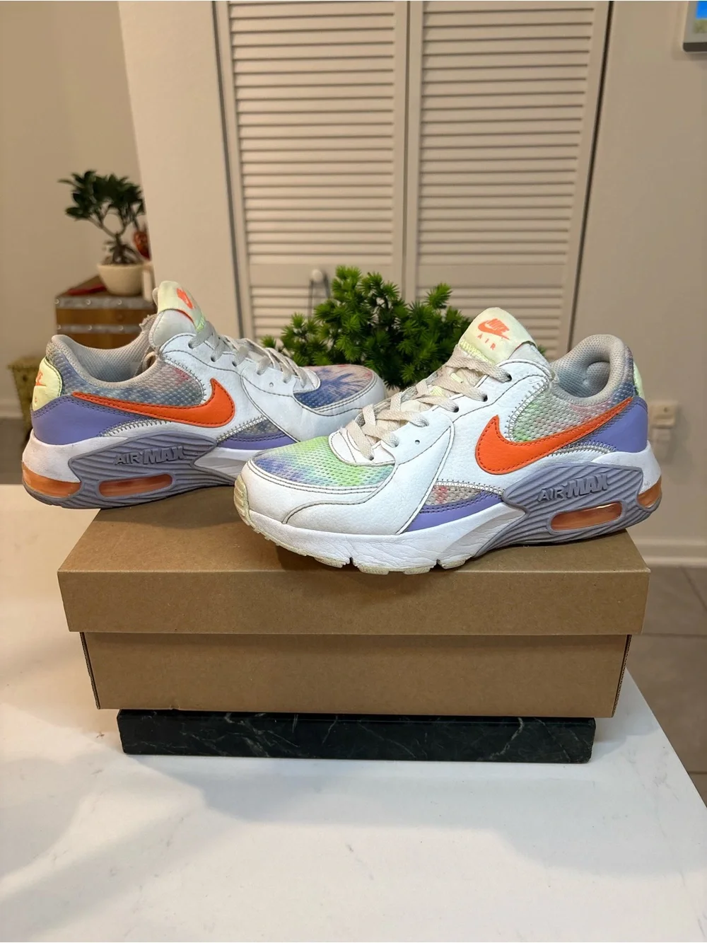 Nike Air Max Pastel Tie-Dye Sneakers with Orange Swoosh size 6.5 women’s
